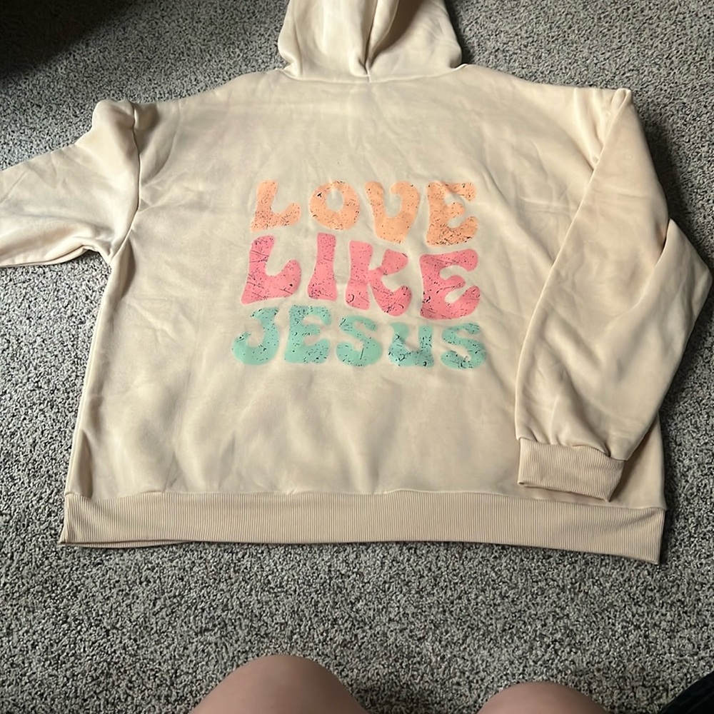 Women’s Cream “Love Like Jesus” Hoodie - Never Worn
